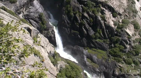 Falls Step Wide Zoom to Medium Stock Footage 875589