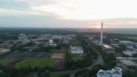 Fallturm Bremen drop tower and University of Bremen campus at sunset 動画素材 337970802