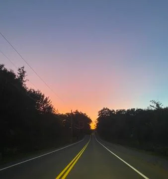 Falmouth Maine Road Sunset Stock Photos