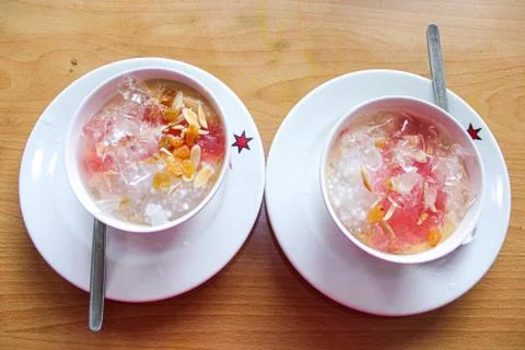 Falooda is an Indian version of a cold dessert made with noodles. Stock Photos