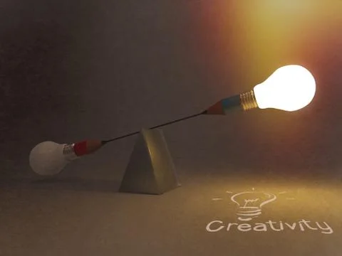 False balance of pencil lightbulb Иллюстрация