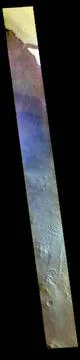 This false color image is located within Melas Chasma. The lobate forms at... Stock Photos