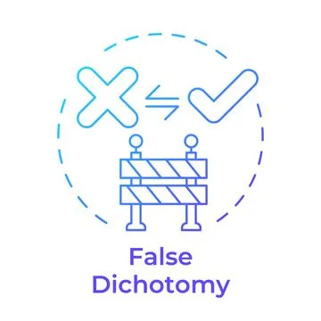False dichotomy blue gradient concept icon Illustrazione stock