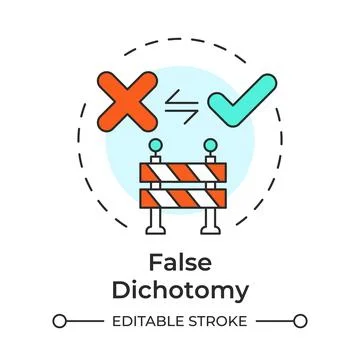 False dichotomy multi color concept icon 库存插图