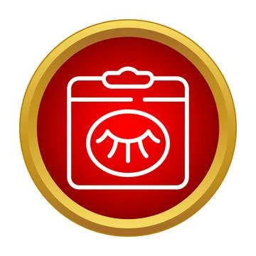 False eyelashes packaging icon on red background Stock Illustration
