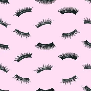 False eyelashes for tape extensions. Hand drawn watercolor illustration Illustrazione stock