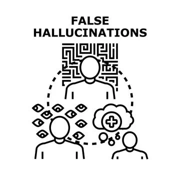 False hallucinations causing mental confusion and paranoia イラスト素材