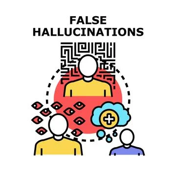 False hallucinations causing mental confusion and paranoia イラスト素材
