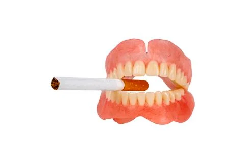 False jaw and cigarette. Stock Photos