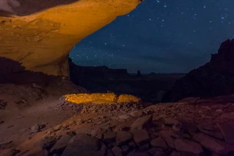 False kiva at night with starry sky Stock Photos