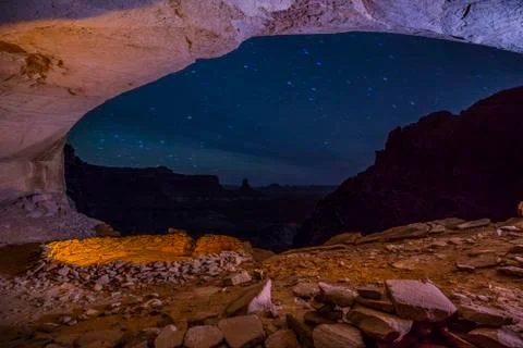 False kiva at night with starry sky Stock Photos