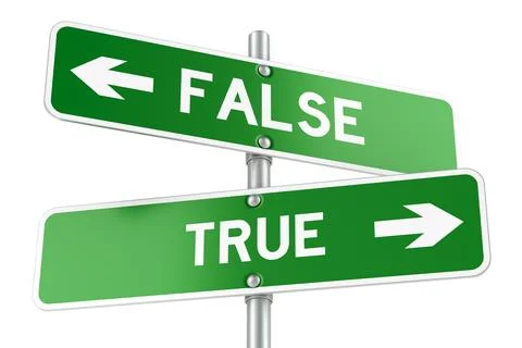False or True. Opposite traffic sign, 3D rendering Stock Illustration