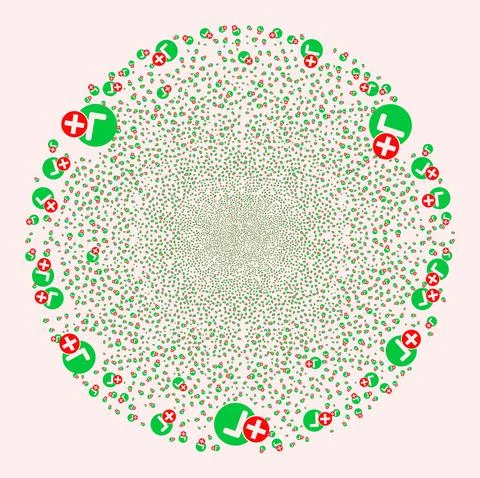 False Positive Icon Collage Fireworks Round Cluster 스톡 일러스트