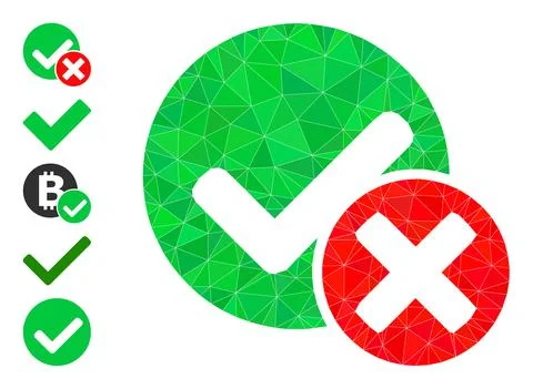 False Positive Polygonal Icon and Other Icons Stock Illustration