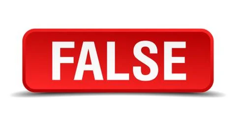 False red 3d square button isolated on white background Stock Illustration