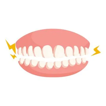 False teeth causing electric shock and pain, representing dental prosthesis h Stock Illustration