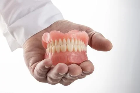 False teeth prosthesis. Stock Photos