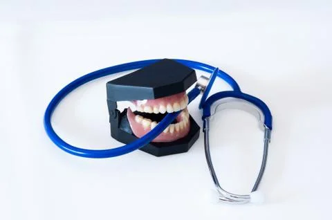 False teeth on white background Stock Photos
