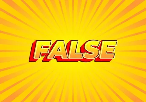 False. Text effect in modern look, bright yellow red color Stock Illustration