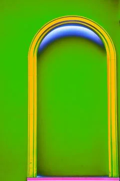 False window in a plastered wall, altered color scheme, architectural backg.. Stock Photos