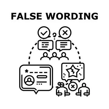 False wording concept creating misunderstanding and deception Stock Illustration