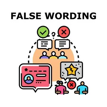 False wording concept creating misunderstanding and deception Stock Illustration