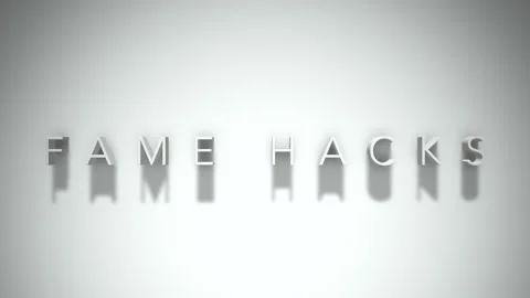 Fame hacks 3D title animation with shadows on a white background Stock Footage 297797384