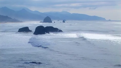 Famed Haystack Rock in Cannon Beach along the Oregon Coast, Oregon USA Video stock 102188794