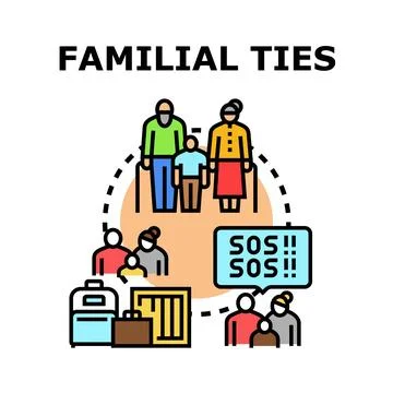 Familial ties providing support during migration and crisis Stock Illustration