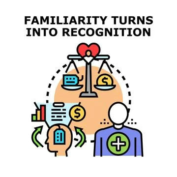 Familiarity becoming recognition in decision making process Stock Illustration