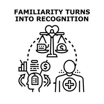 Familiarity becoming recognition in decision making process Stock Illustration