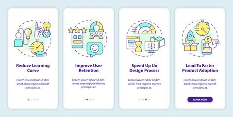 Familiarity in user experience design onboarding mobile app screen Stock Illustration