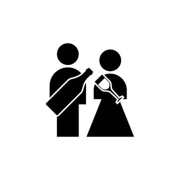 Family of alcoholics sign. Husband and wife drink alcohol. Social problem i.. Stock Illustration