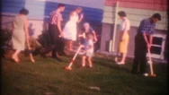 Family And Friends Play Croquet On Lawn 1950S Vintage Film Home Movie 3397 Stock Footage