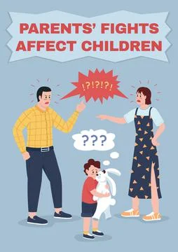 Family argument poster flat vector template Stock Illustration