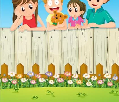 A family at the backyard Stock Illustration