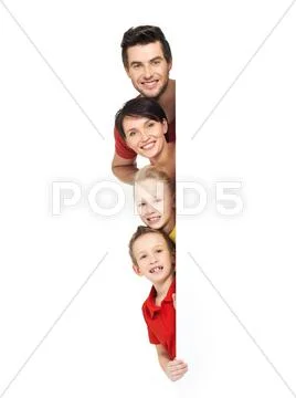 Family with a banner Stock Photos