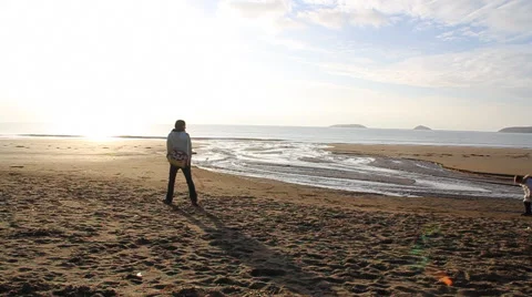 Family on the beach Stock Footage 47486288