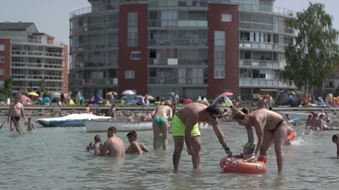 Family at the beach Stock Footage 77963459