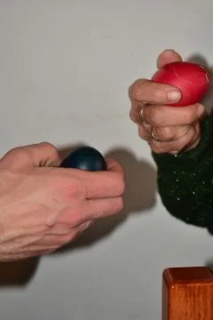 Family beating eggs for Easter close up Stock Photos