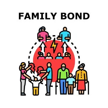 Family bond dynamics showing intergenerational relationships and conflict Stock Illustration
