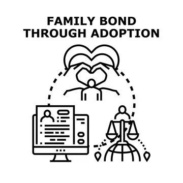 Family bond through adoption process and legal rights Stock Illustration
