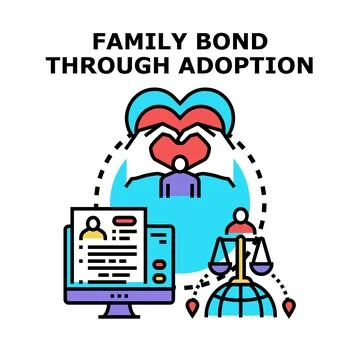 Family bond through adoption process and legal rights Stock Illustration