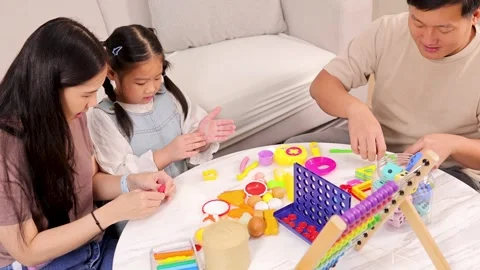Family Bonding Through Creative Clay Play Vídeo Stock 329460133