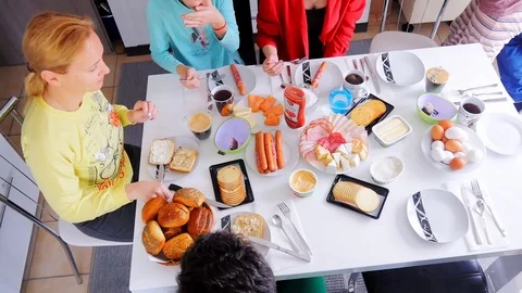 Family at breakfast Stock Footage 89224100