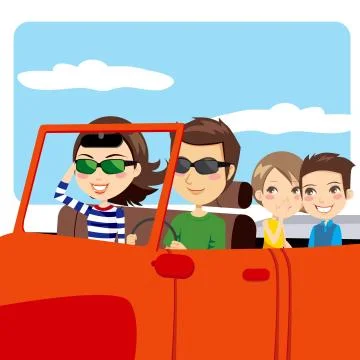 Family Car Excursion Stock Illustration
