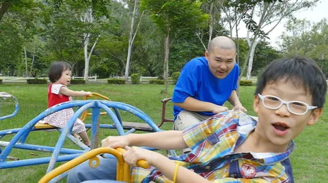 Family on the carousel Stock Footage 54099002