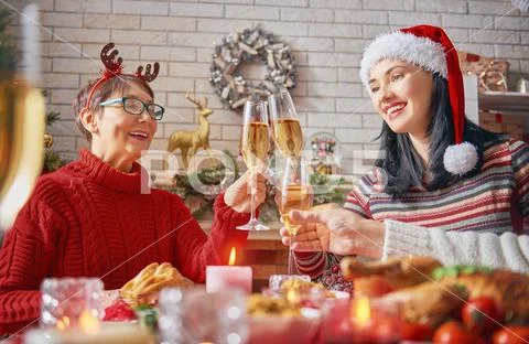 Family celebrates Christmas. Stock Photos