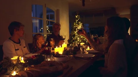 Family celebrating Christmas together Stock Footage
