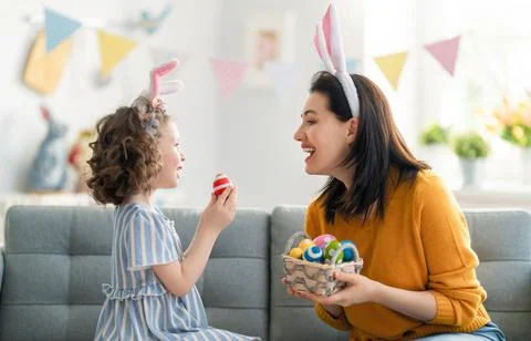 Family celebrating Easter Stock Photos